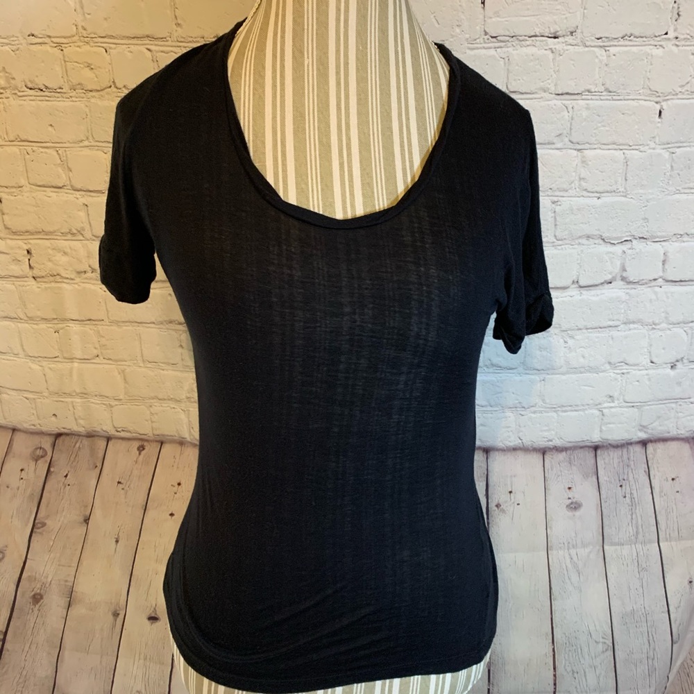 7 for All Mankind black silk blend T-shirt, S